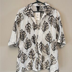 H&M NWT Men’s linen blend button down short sleeve size XL